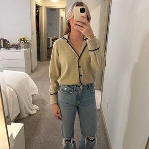 Together Beige Cardigan with Black Accents